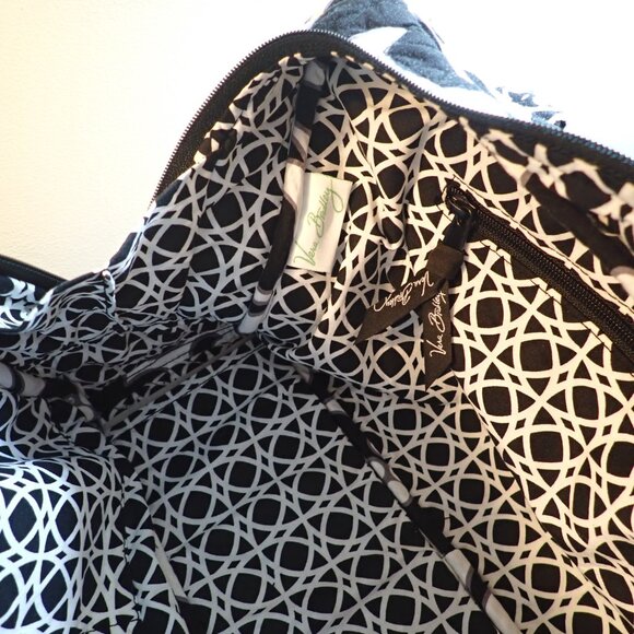 Vera Bradley Bag Tote Black White and Light Purple detail - Picture 2 of 14